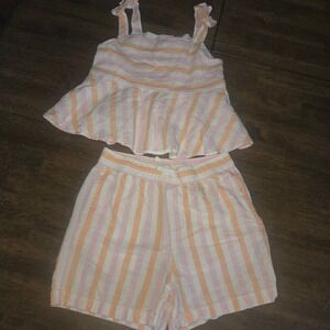 Janie and Jack Girls Striped Peplum Top and Shorts Set 10/12